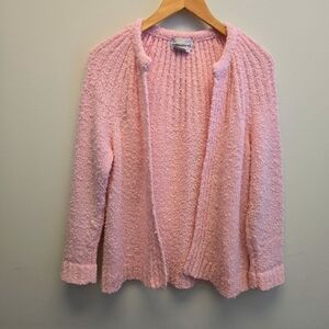 Vintage Large Pink Marled Knit Cardigan Sweater